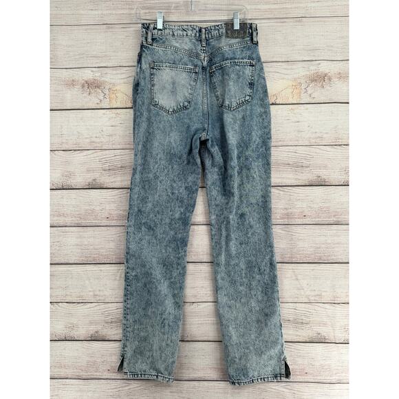 We the Free People Distressed Mineral Washed Straight Leg Jeans Womens 29 Blue - Picture 2 of 12